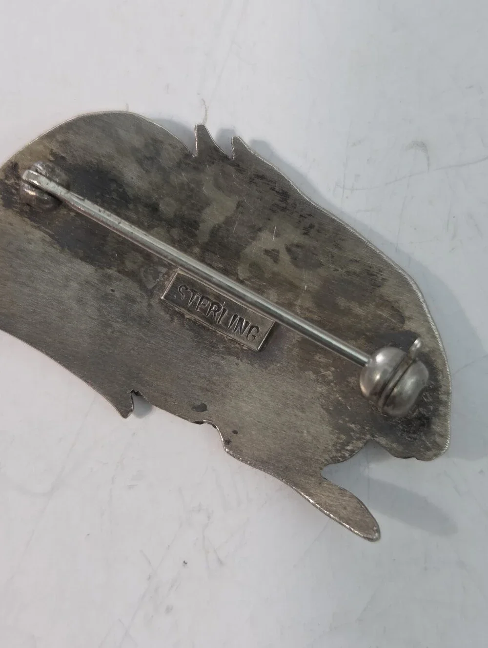 vtg sterling silver mcm hand etched mexican style bunny hare brooch pin